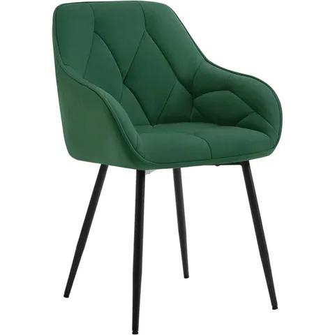 BOXED PAIR OF CREEVE VELVET ARMCHAIRS - DARK GREEN (1 BOX)