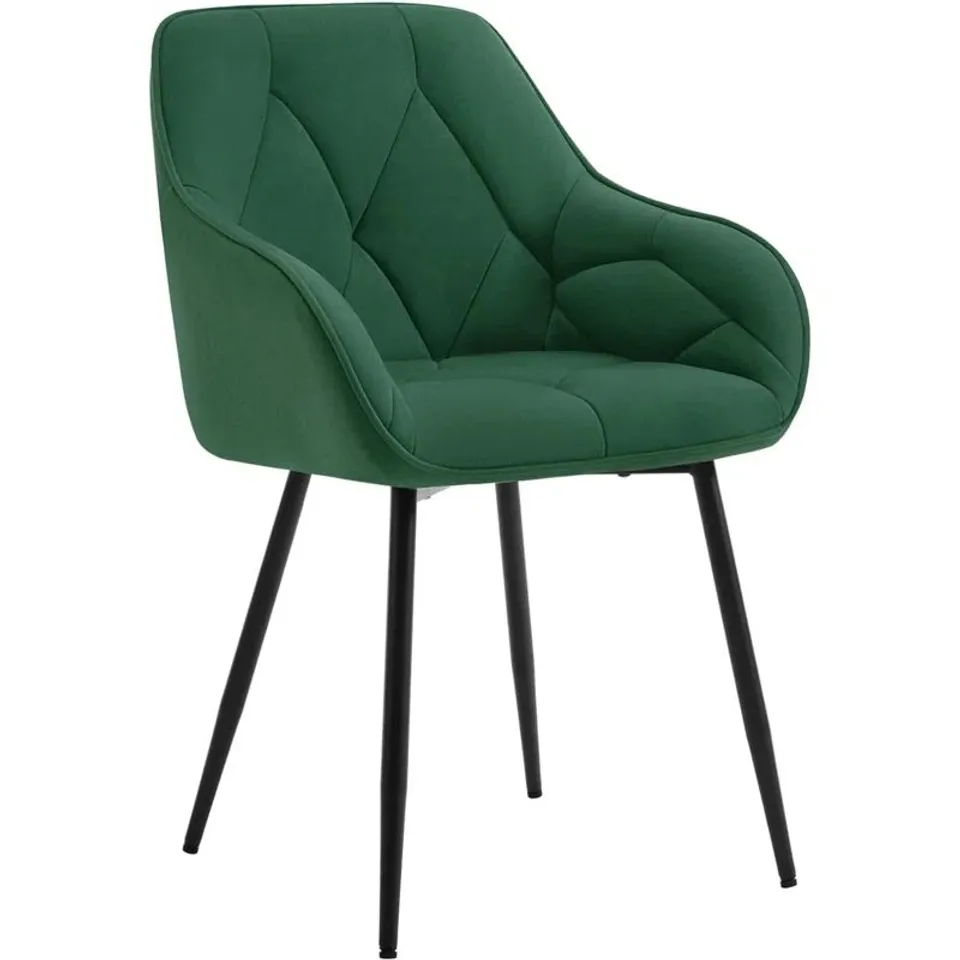 BOXED PAIR OF CREEVE VELVET ARMCHAIRS - DARK GREEN (1 BOX)