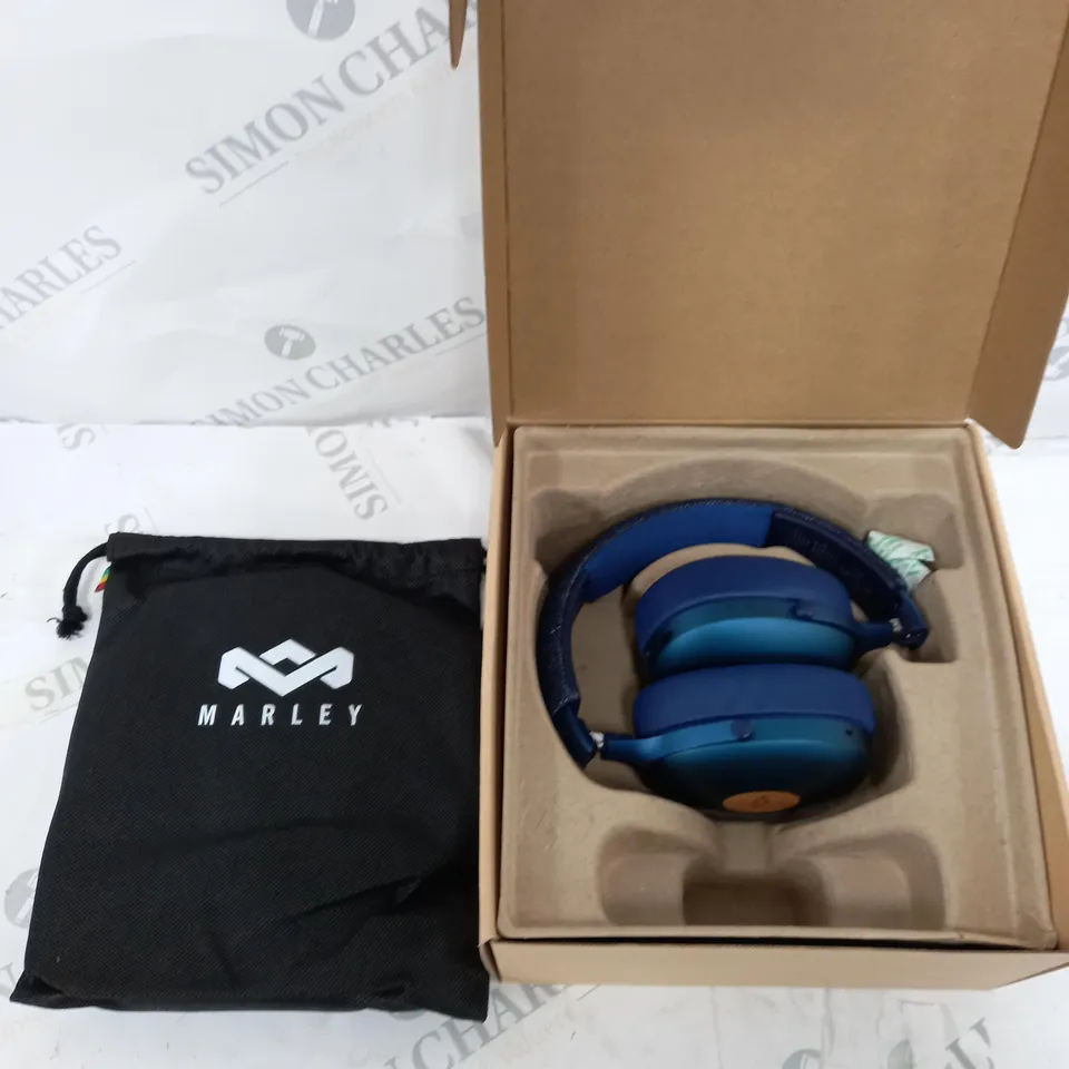 MARLEY POSITIVE VIBRATION XL BLUETOOTH HEADPHONES IN BLUE 