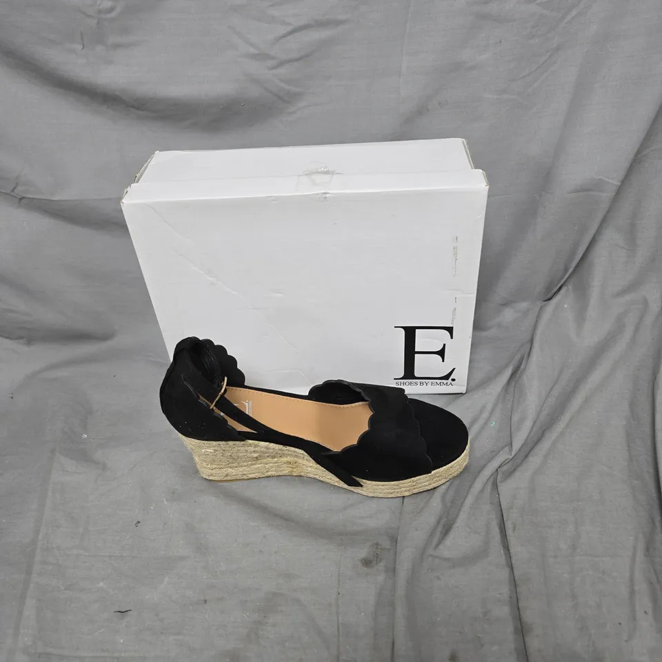 EMMA BLACK SUEDE WEDGE SANDALS – UK 6