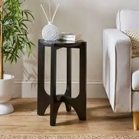 BOXED JAE SIDE TABLE - MANGO WOOD & BLACK MARBLE (1 BOX)