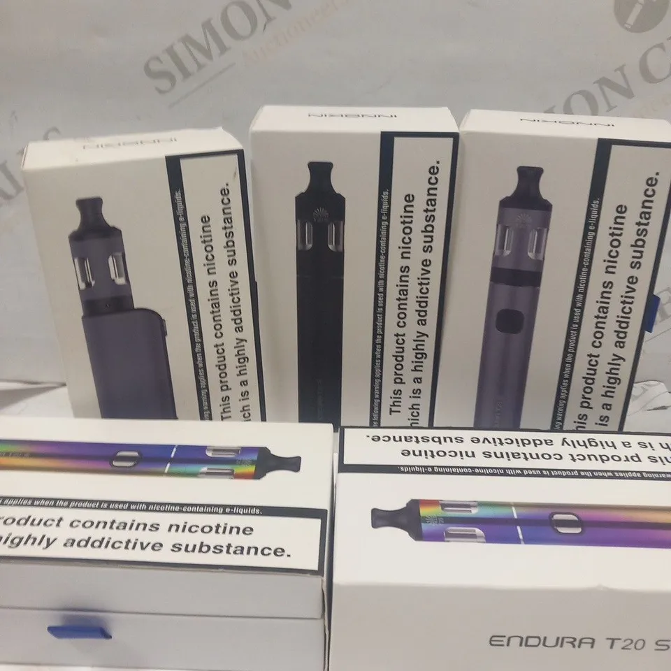 5 ASSORTED BOXED INNOKIN VAPING PRODUCTS TO INCLUDE; ENDURA T20 S AND EZ.WATT