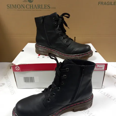 RIEKER LACE ANKLE BOOTS BLACK - SIZE 5