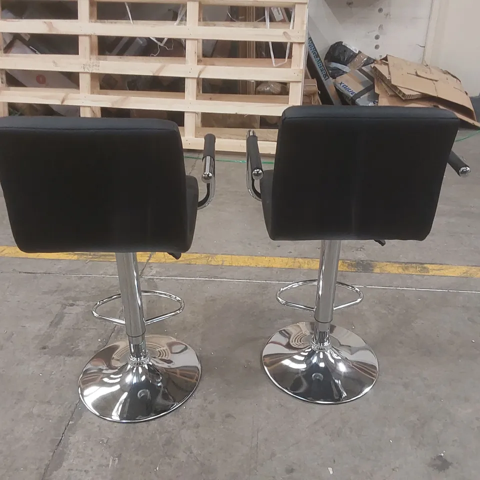 PAIR OF DESIGNER FAUX LEATHER BAR STOOLS