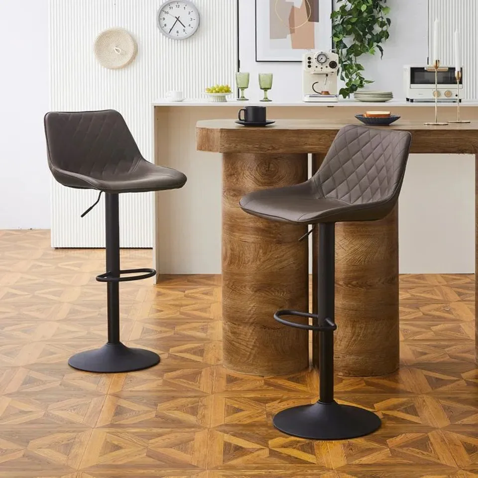 BOXED AKAI HEIGHT ADJUSTABLE SWIVEL BAR STOOL - GREY (1 BOX)