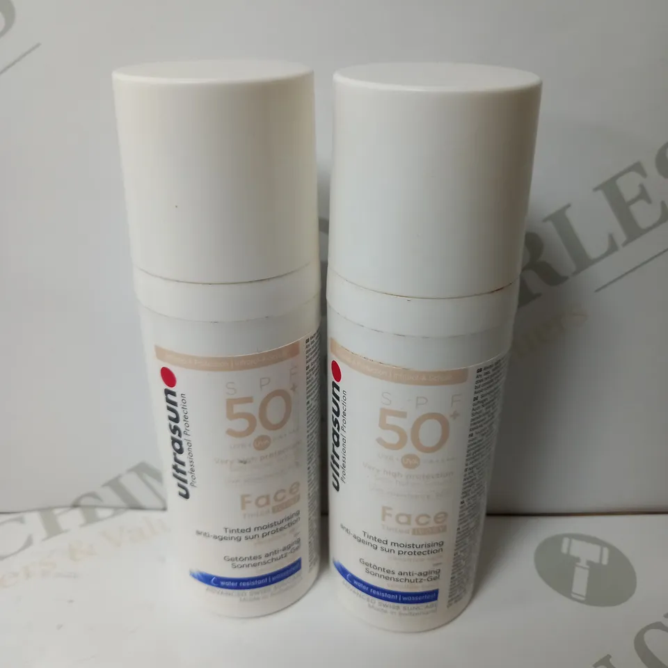 LOT OF 2 ULTRASUN TINTED FACE SPF50+ HONEY 50ML