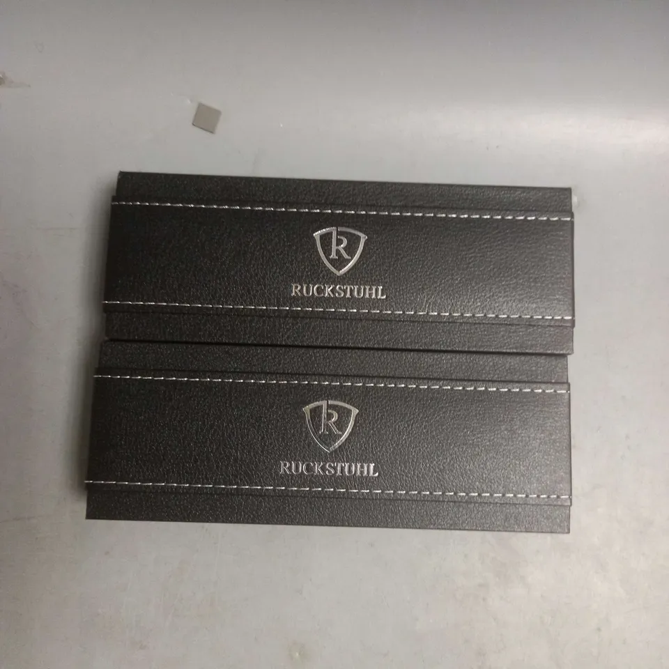 BOXED SET OF 2 RUCKSTUHL LUXURY BALLPOINT PENS IN SILVER