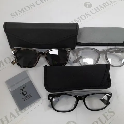 1 PAIR OF SUNGLASSES AND 2 PAIRS OF READING GLASSES GREY MIX 