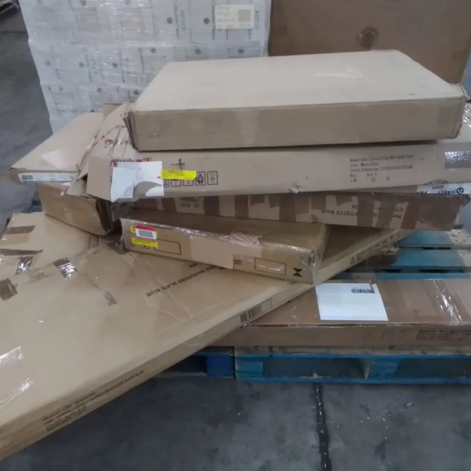 PALLET TO CONTAIN AN ASSORTMENT OF DESIGNER FURNITURE PARTS. 