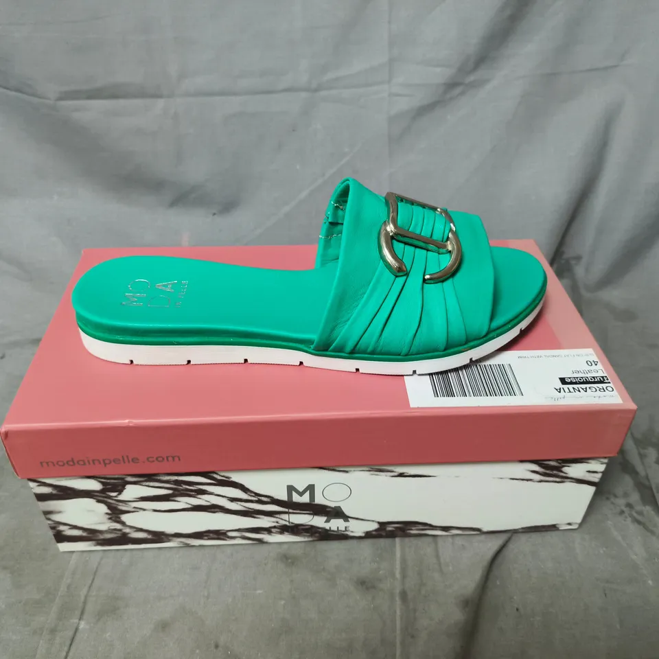 MODA IN PELLE TEAL SLIDE SANDALS WITH BUCKLE – WOMEN'S UK 7 (EU 40)