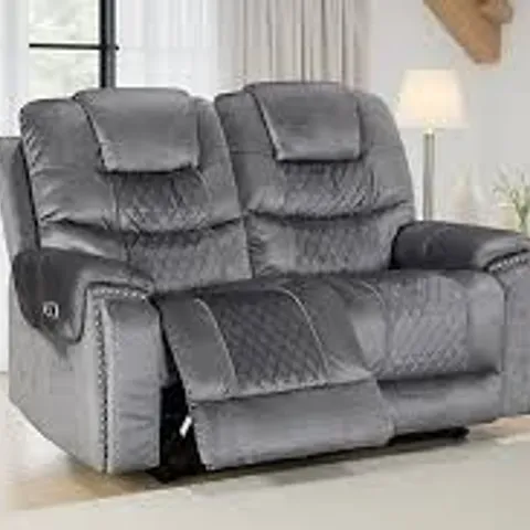 BOXED RAVENNA 2 SEATER RECLINER - CHENILLE GREY (1 BOX)