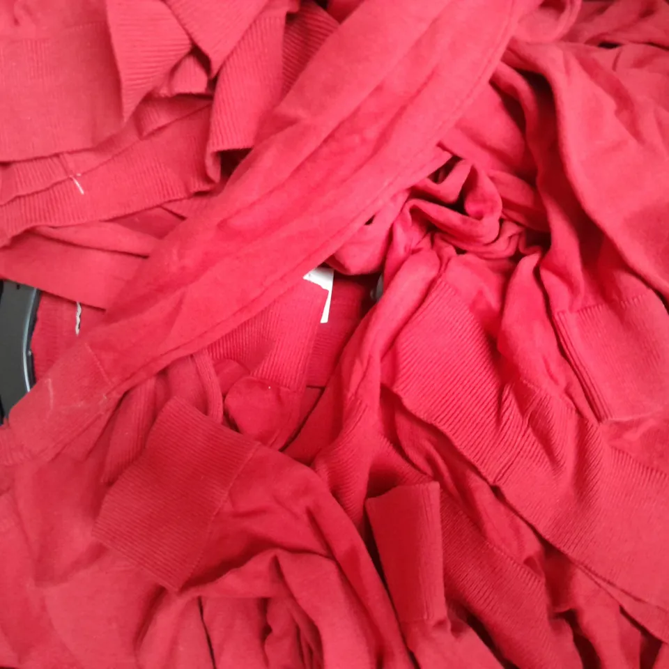 BOX OF APPROXIMATELY 20 ASSORTED SCHOOL CARDIGANS IN RED - VARIOUS SIZES 