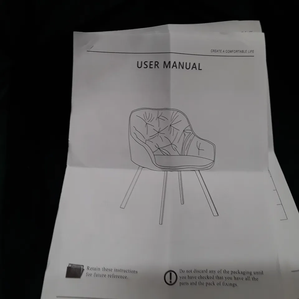 BOXED SET OF 2 UPHOLSTERED FABRIC DINING CHAIRS - GREEN (1 BOX) 