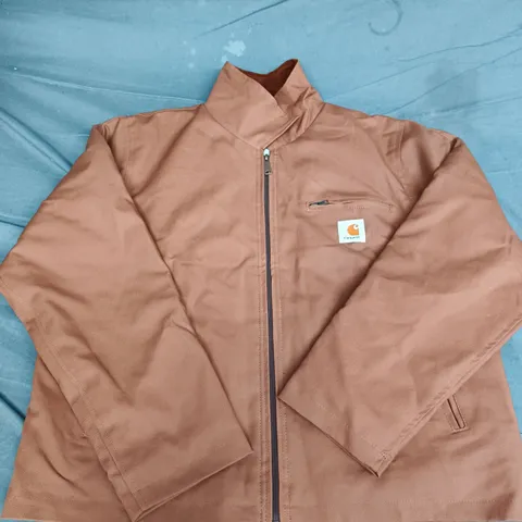 CARHARTT BROWN CANVAS JACKET – MEN'S, ZIP FRONT, UK XL