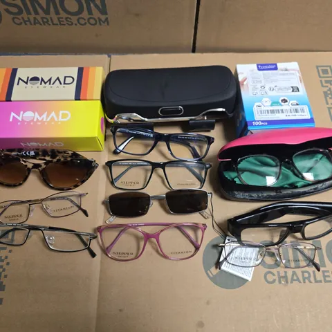 LOT OF APPROXIMATELY 30 ASSORTED PAIRS OF GLASSES AND CASES TO INCLUDE NOMAD AND STEPPER