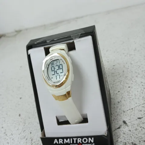 ARMITRON PRO SPORT WATCH – WHITE WITH GOLD BEZEL, BOXED