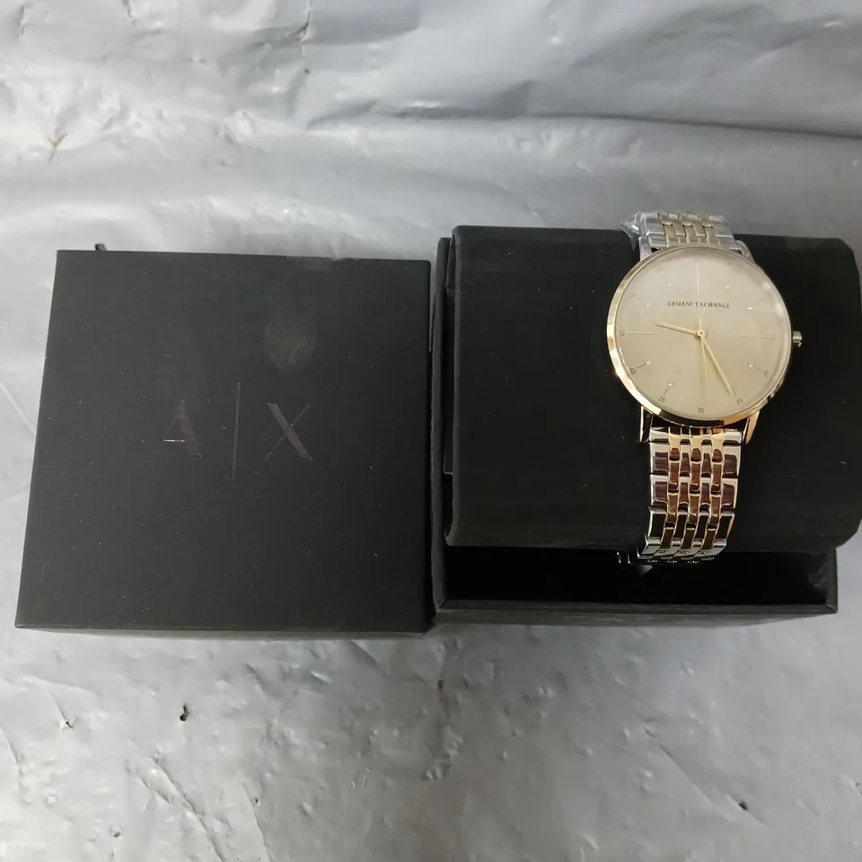 ARMANI EXCHANGE THREE-HAND TWO-TONE STAINLESS STEEL WATCH