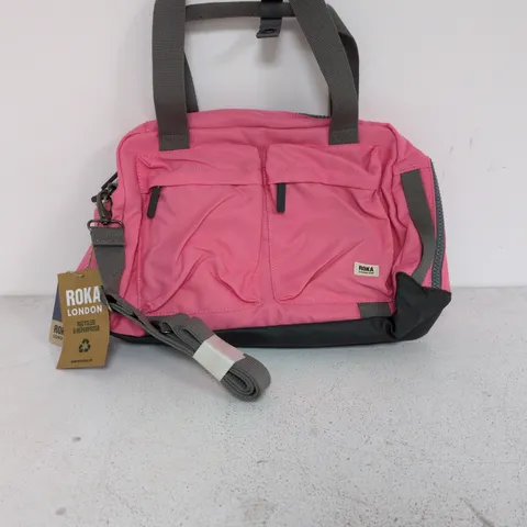 ROKA LONDON GATWICK RECYCLED SMALL CANVAS BAG IN PINK LEMONADE