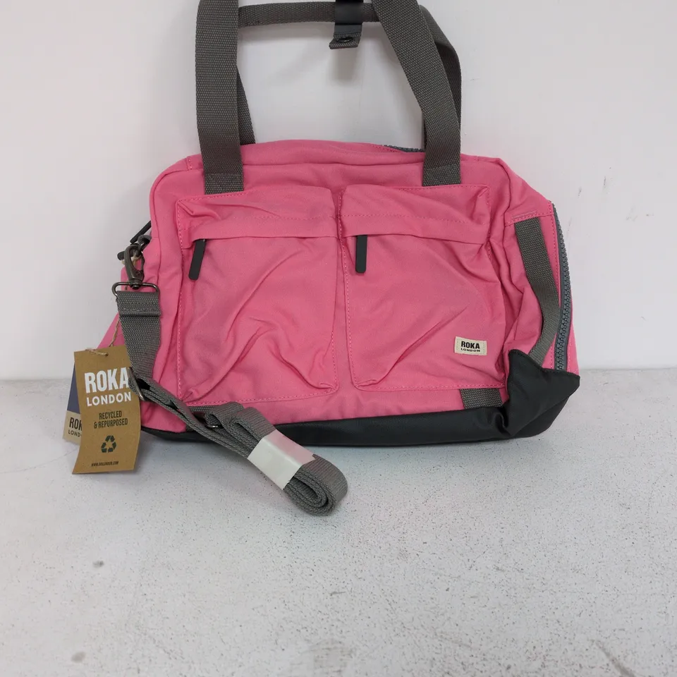ROKA LONDON GATWICK RECYCLED SMALL CANVAS BAG IN PINK LEMONADE