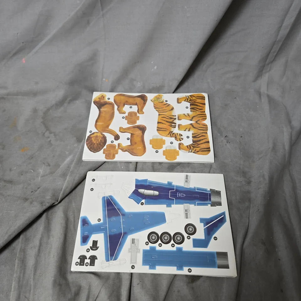 APPROXIMATELY 14 X 3D PAPER PUZZLES - ANIMAL SET & FIGHTER JET