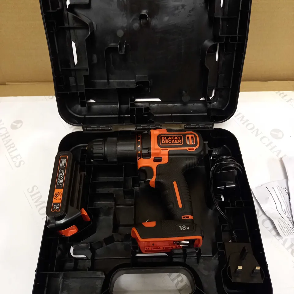 BLACK+DECKER 18 V CORDLESS 2-GEAR COMBI HAMMER DRILL POWER TOOL 