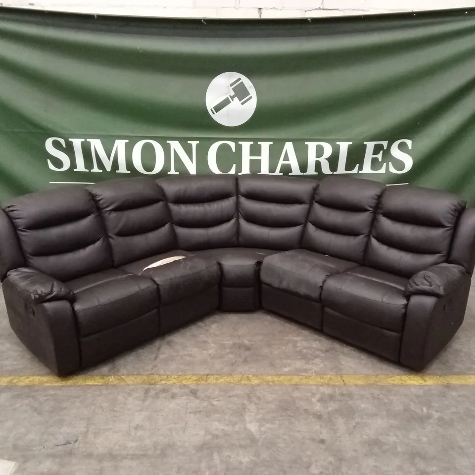 ROTHBURY LUXURY FAUX LEATHER HIGH BACK MANUAL RECLINER CORNER GROUP SOFA