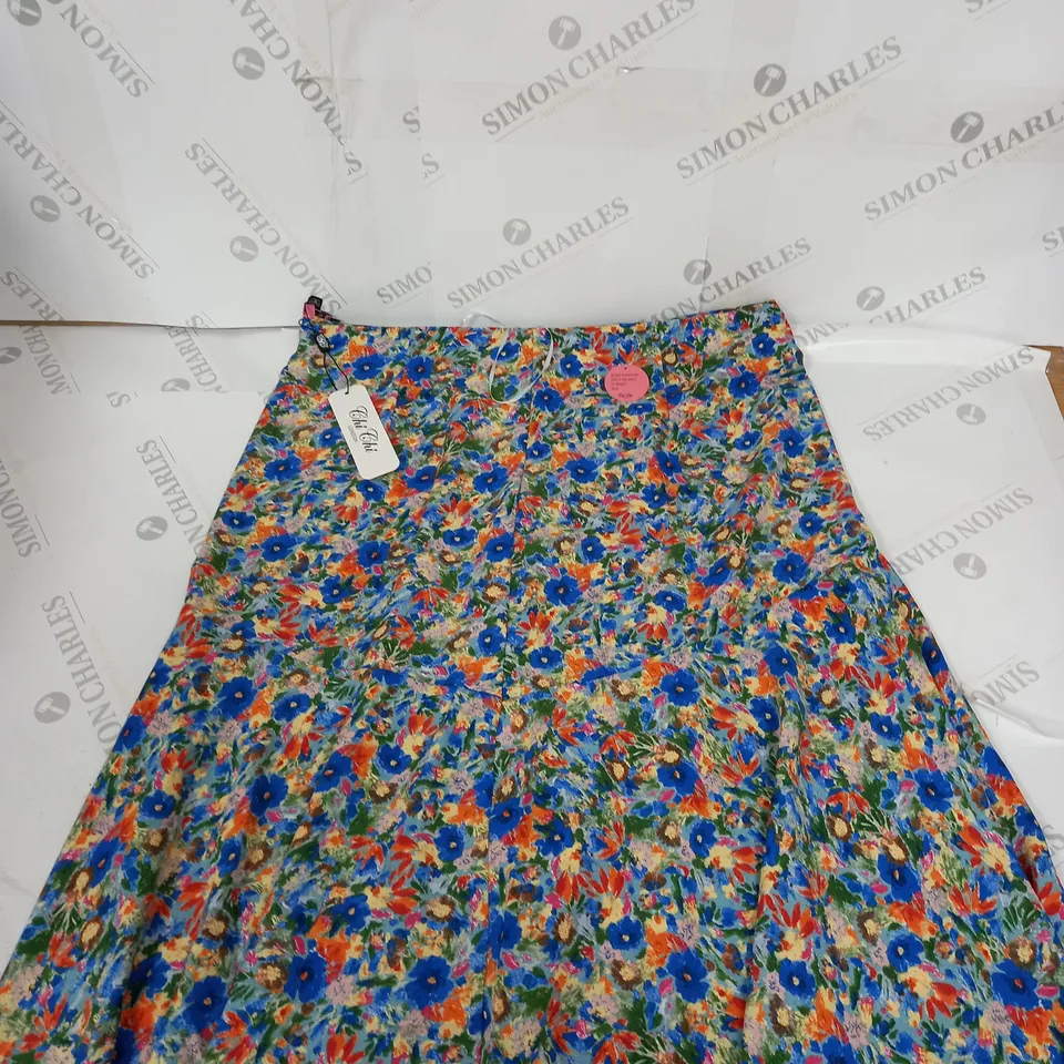 CHI CHI LONDON RUFFLE FLORAL PATTERN MIDI SKIRT SIZE 16