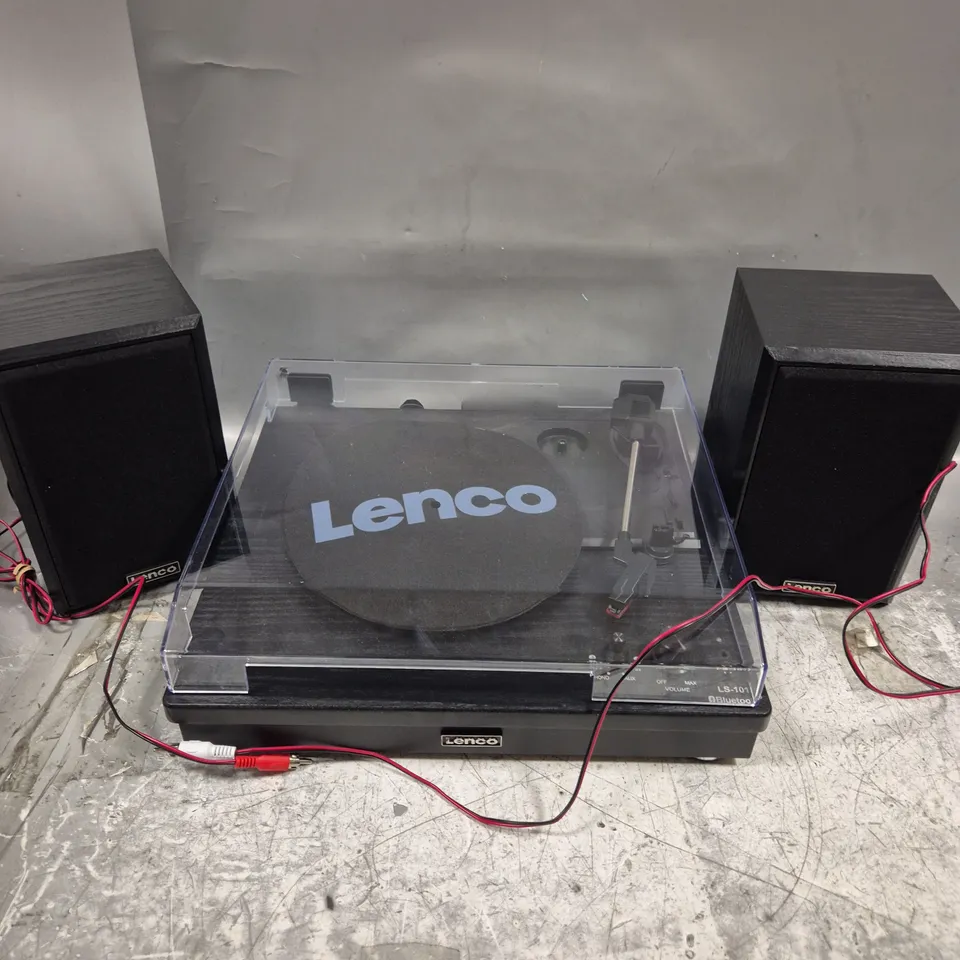 LENCO LS-101BK TURNTABLE WITH BLUETOOTH AND WOODEN SPEAKERS
