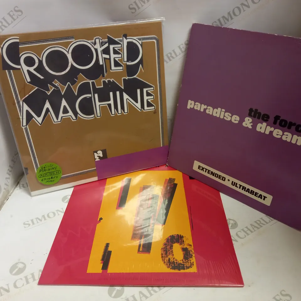 LOT OF 10 ASSORTED VINYL RECORDS, TO INCLUDE CROOKED MACHINE, THHE FORCE PARADISE & DREAMS, THE LAHAAR, ETC