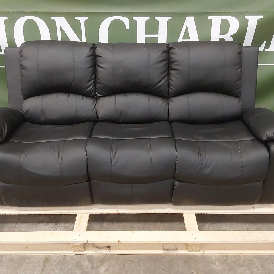 QUALITY DESIGNER MANERVIS 3 SEATER MANUAL RECLINING FAUX LEATHER SOFA 