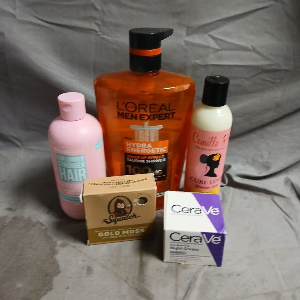 APPROXIMATEY 20 ASSORTED HEALTH AND BEAUTY PRODUCTS TO INCLUDE - L'OREAL MEN EXPERT SHOWER GEL - DR SQUATCH GOLD MOSS SOAP AND CERAVE NIGHT CREAM