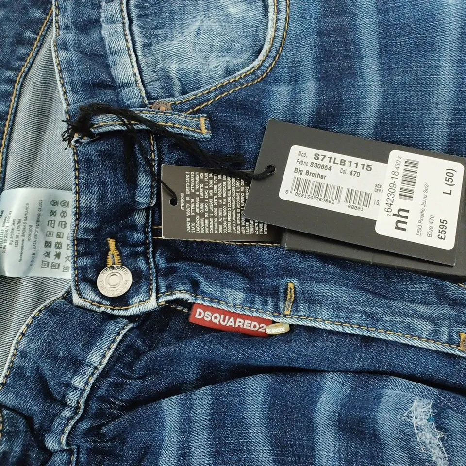 DSQUARED BLUE ROADIE JEANS- LARGE (50)
