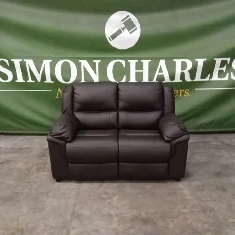 ALBION LUXURY FAUX LEATHER HIGH BACK 2 SEATER SOFA - CHOCOLATE