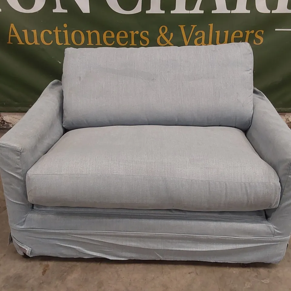 QUALITY DESIGNER SMALL 2 SEATER FABRIC UPHOLSTERED SOFA BED