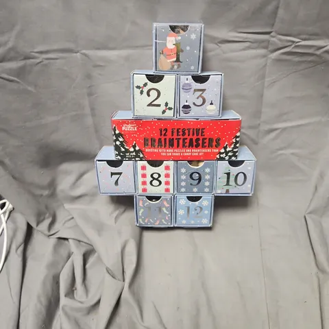 12 FESTIVE BRAIN TEASERS ADVENT CALENDAR PUZZLE BOX SET