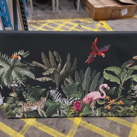 JUNGLE PARADISE ANIMALS BLACK - WRAPPED CANVAS 