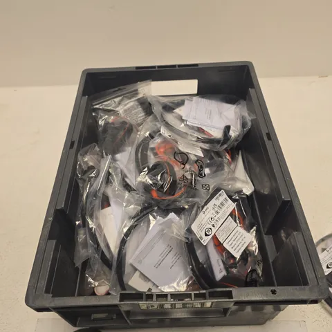 TOTE OF APPROXIMATELY 14 ASSORTED ITEMS TO INCLUDE: POLY HEADSET