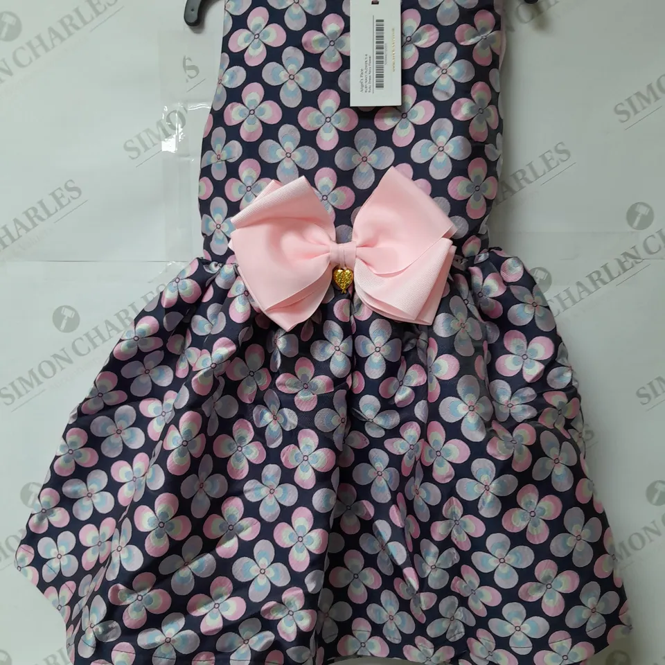 ANGEL'S FACE FLORAL FLOWER GIRL DRESS WITH BIG PINK BOW AGE 5-6