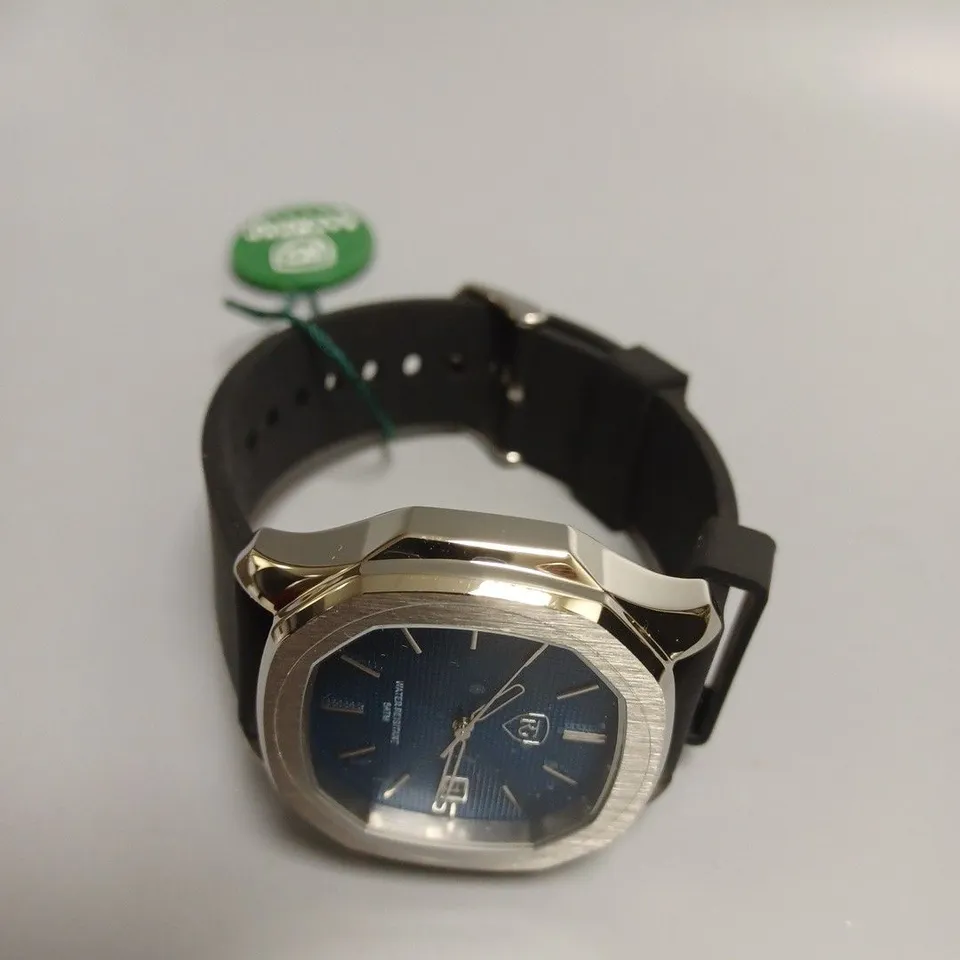 MENS RAYMOND GAUDIN WATCH – 316 STAINLESS STEEL CASE – JPN MOVEMENT – BLUE DIAL – RUBBER STRAP