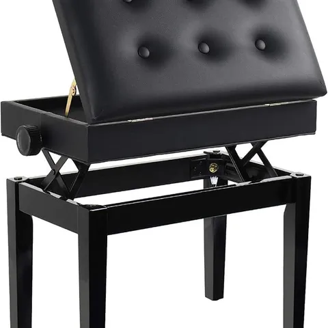 BOXED GRANDMA SHARK PIANO STOOL, DRESSING TABLE STOOL, HEIGHT ADJUSTABLE - BLACK