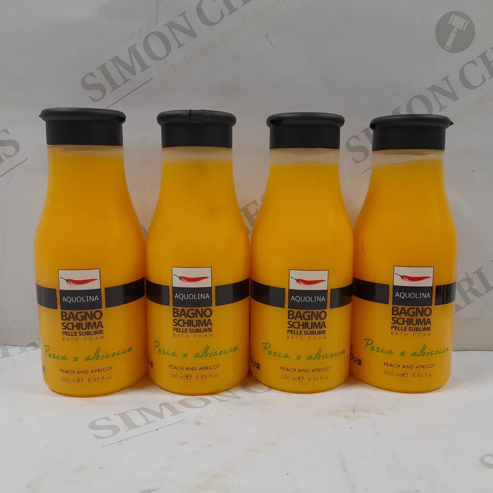 BOX OF APPROX 12 AQUOLINA BATH FOAM - PEACH AND APRICOT 250ML