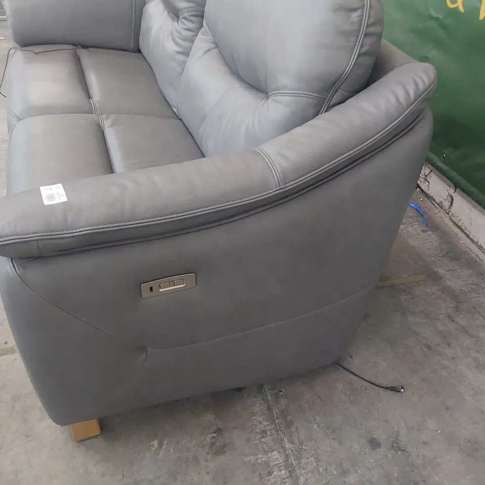 QUALITY BRITISH DESIGNER G PLAN JACKSON POWER RECLINING THREE SEATER SOFA CAPRI GREY LEATHER