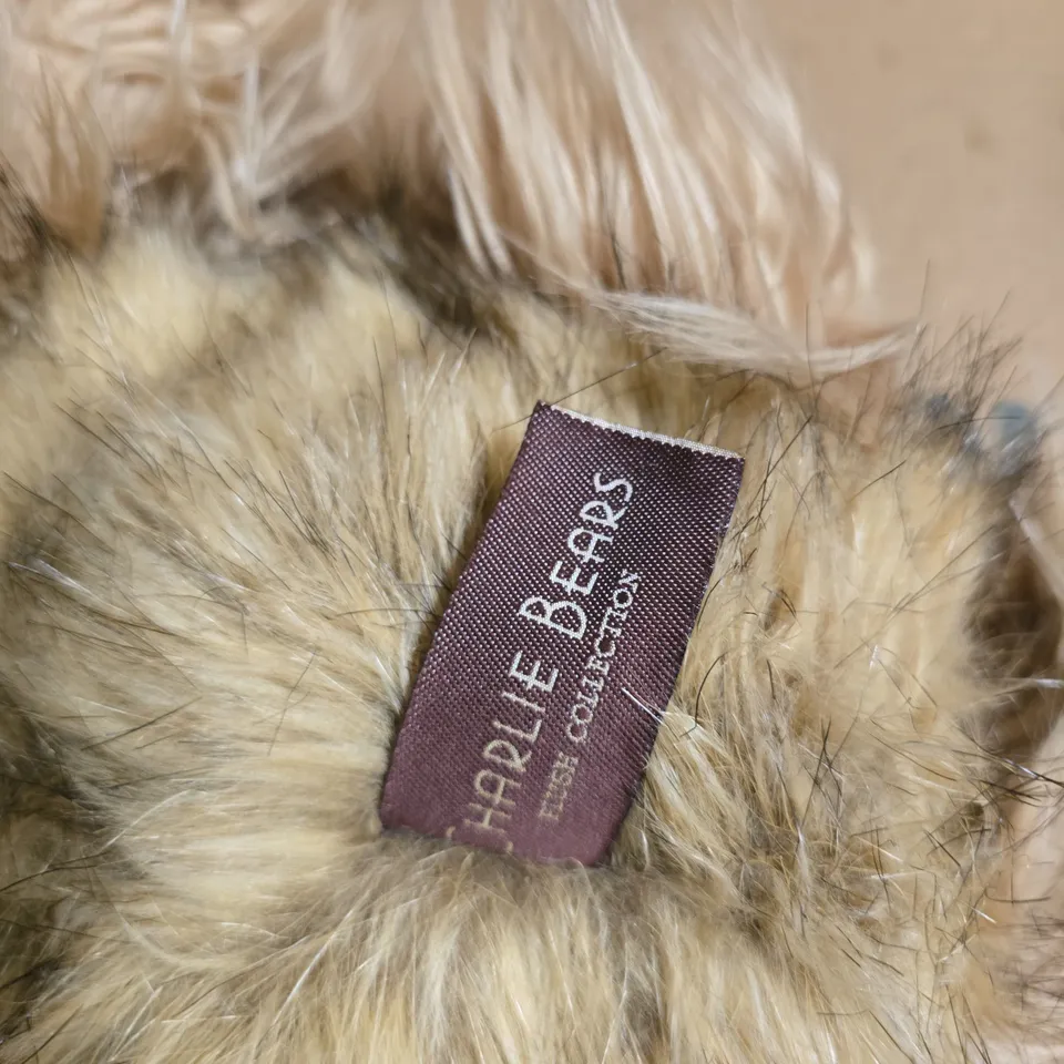 CHARLIE BEARS FINEST COLLECTION PLUSH BEAR WITH GREY SATIN BOW