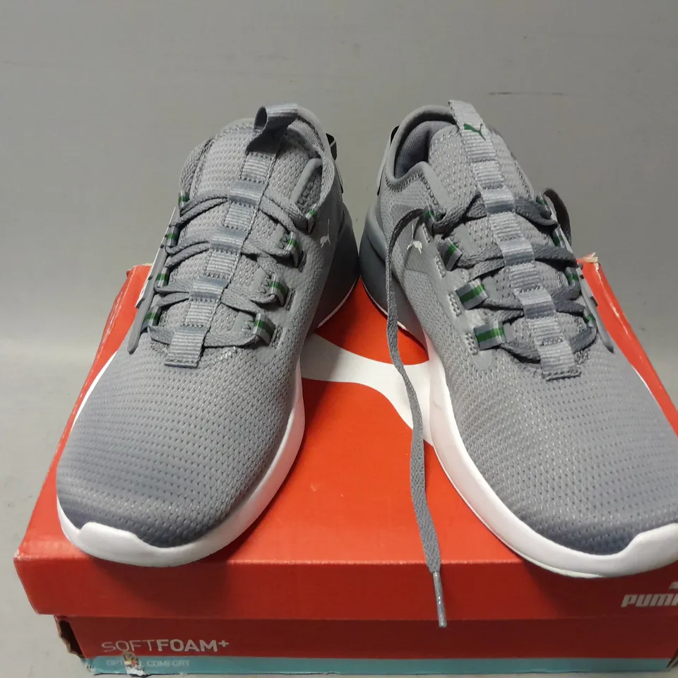 BOXED PAIR OF PUMA RETALIATE TRAINERS IN GREY - US 6C