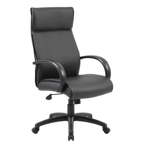 BOXED BLACK FAUX LEATHER OFFICE CHAIR (1 BOX)
