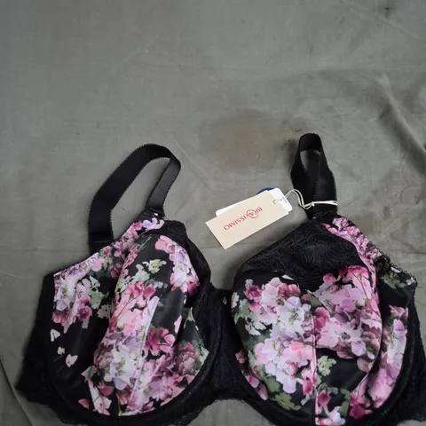 BRAVISSIMO FLORAL LACE BRA β BLACK WITH PINK FLOWERS - SIZE 32HH