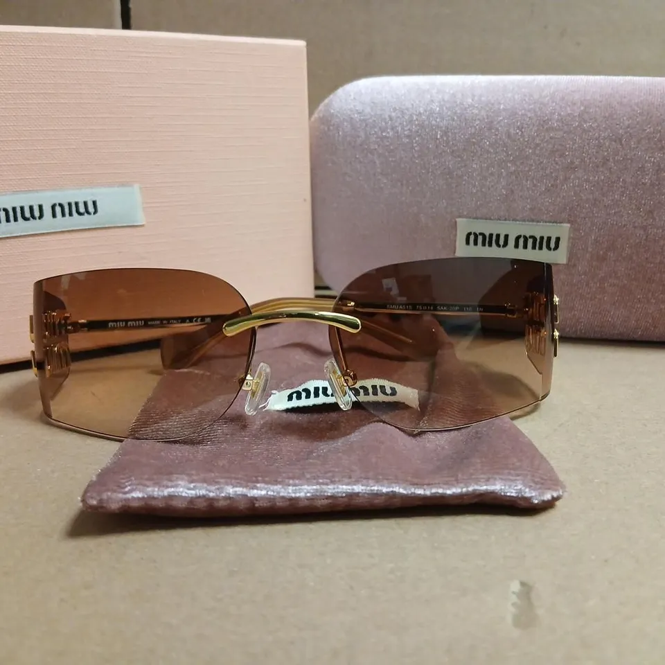 MIU MIU SUNGLASSES – BROWN GRADIENT LENSES, GOLD-TONE FRAME