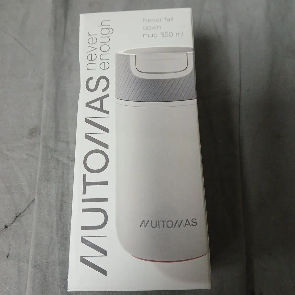 NUITOMAS NEVER FALL DOWN MUG 350ML – WHITE TRAVEL MUG