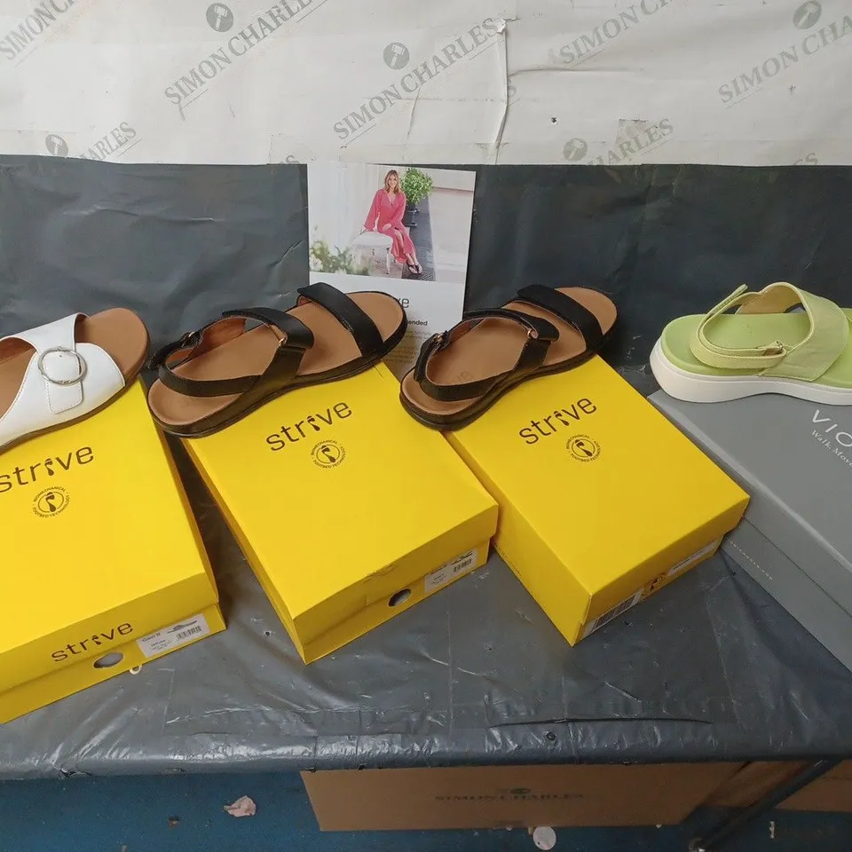 BOX OF APPROXIMATELY 4 ASSORTED PAIRS OF  SANDALS IN VARIOUS STYLES AND SIZES 