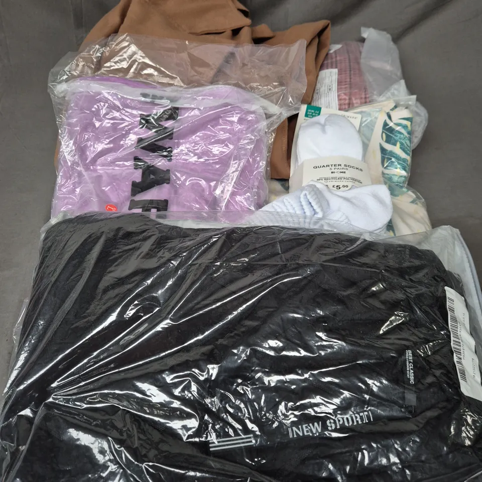 APPROXIMATELY 20 ASSORTED CLOTHING ITEMS IN VARIOUS SIZES TO INCLUDE -  COAT, SOCKS, LOUNGE SET, ETC